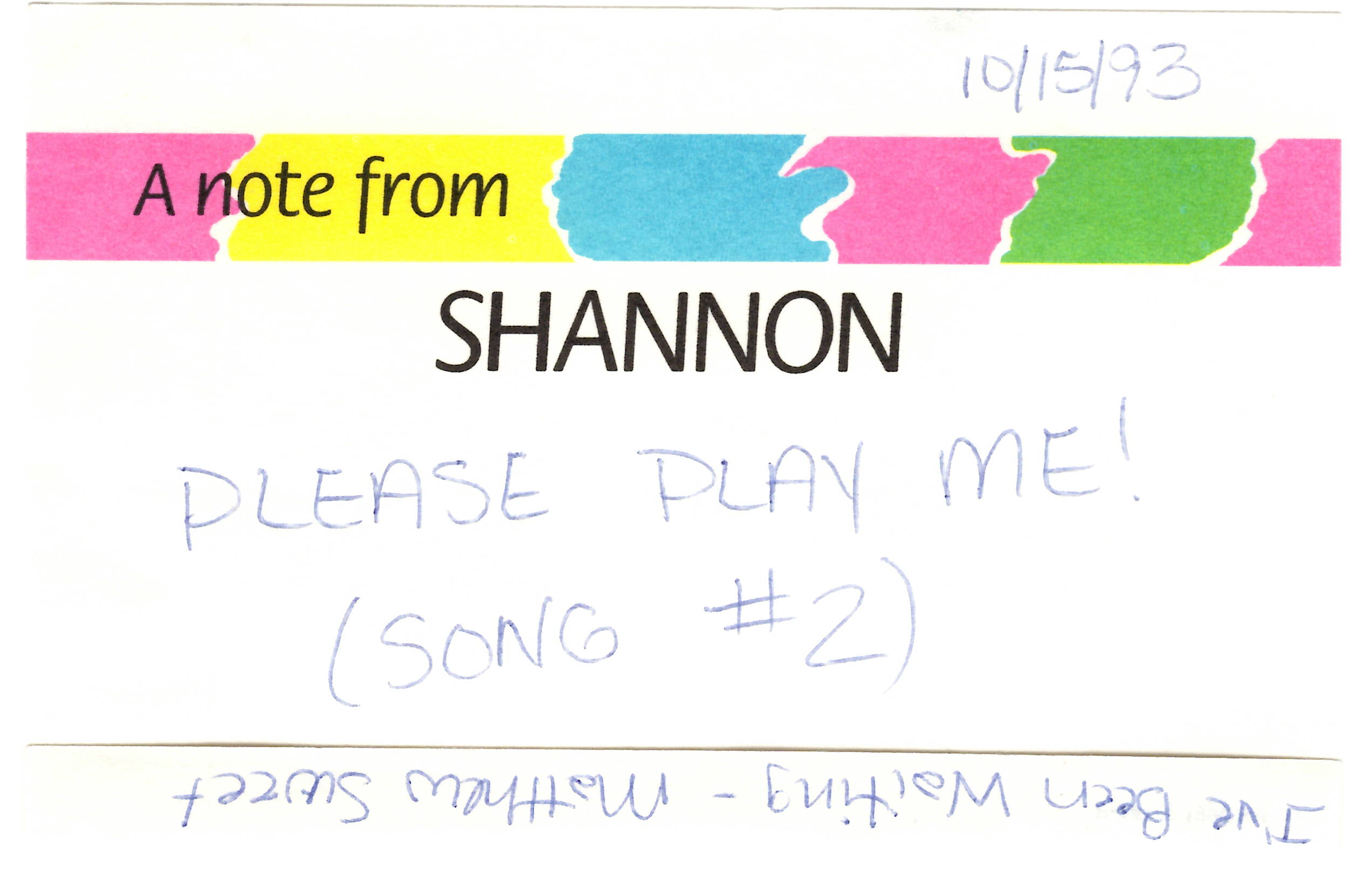 1993-10-15 I've Been Waiting Note