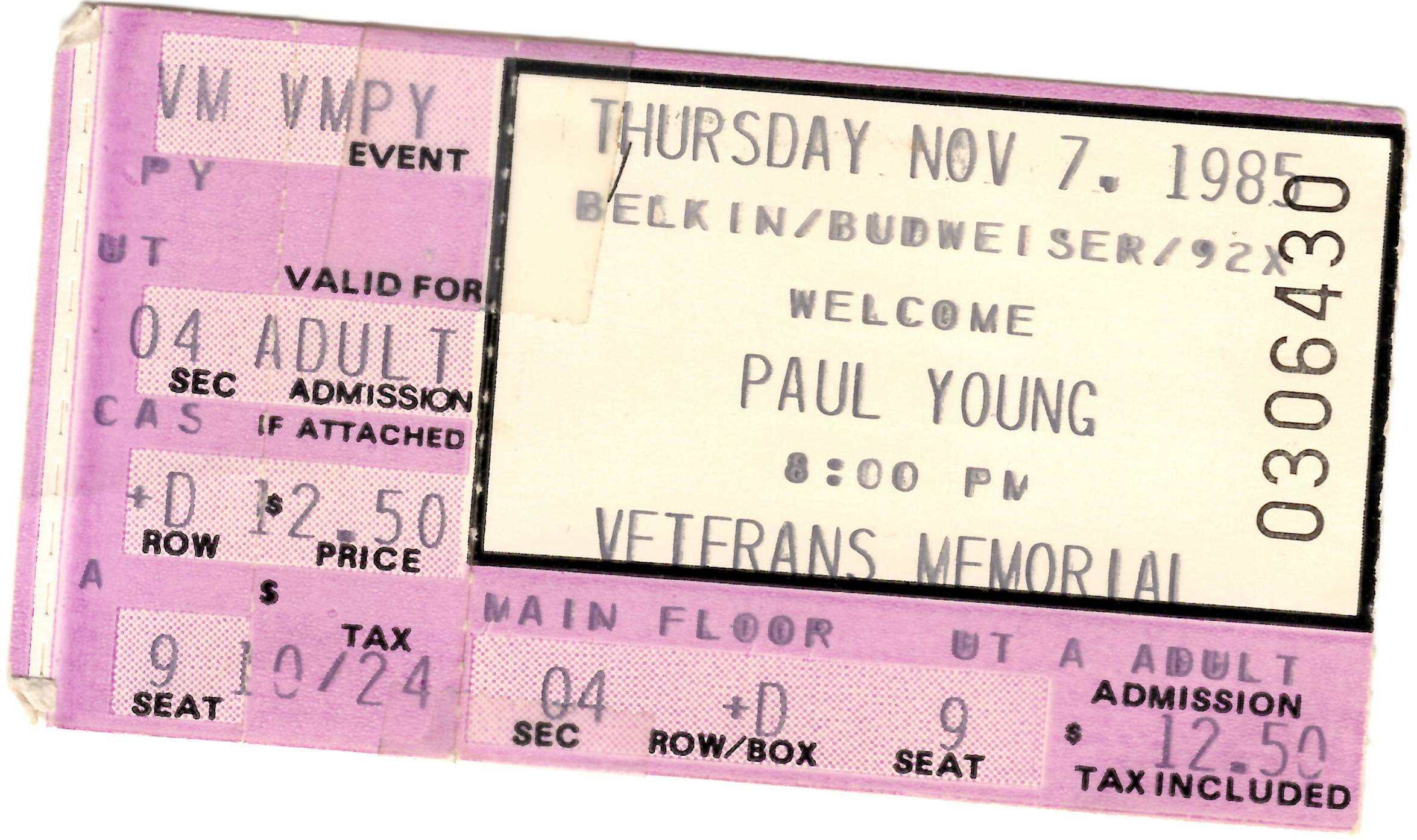 1985-11-07 Paul Young Vets Memorial