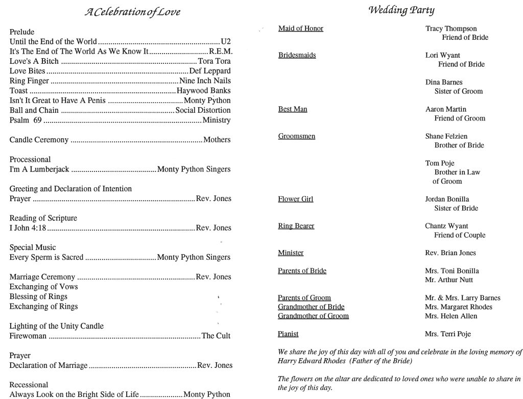 Wedding Day: February 19th, 1994 Wishful Program